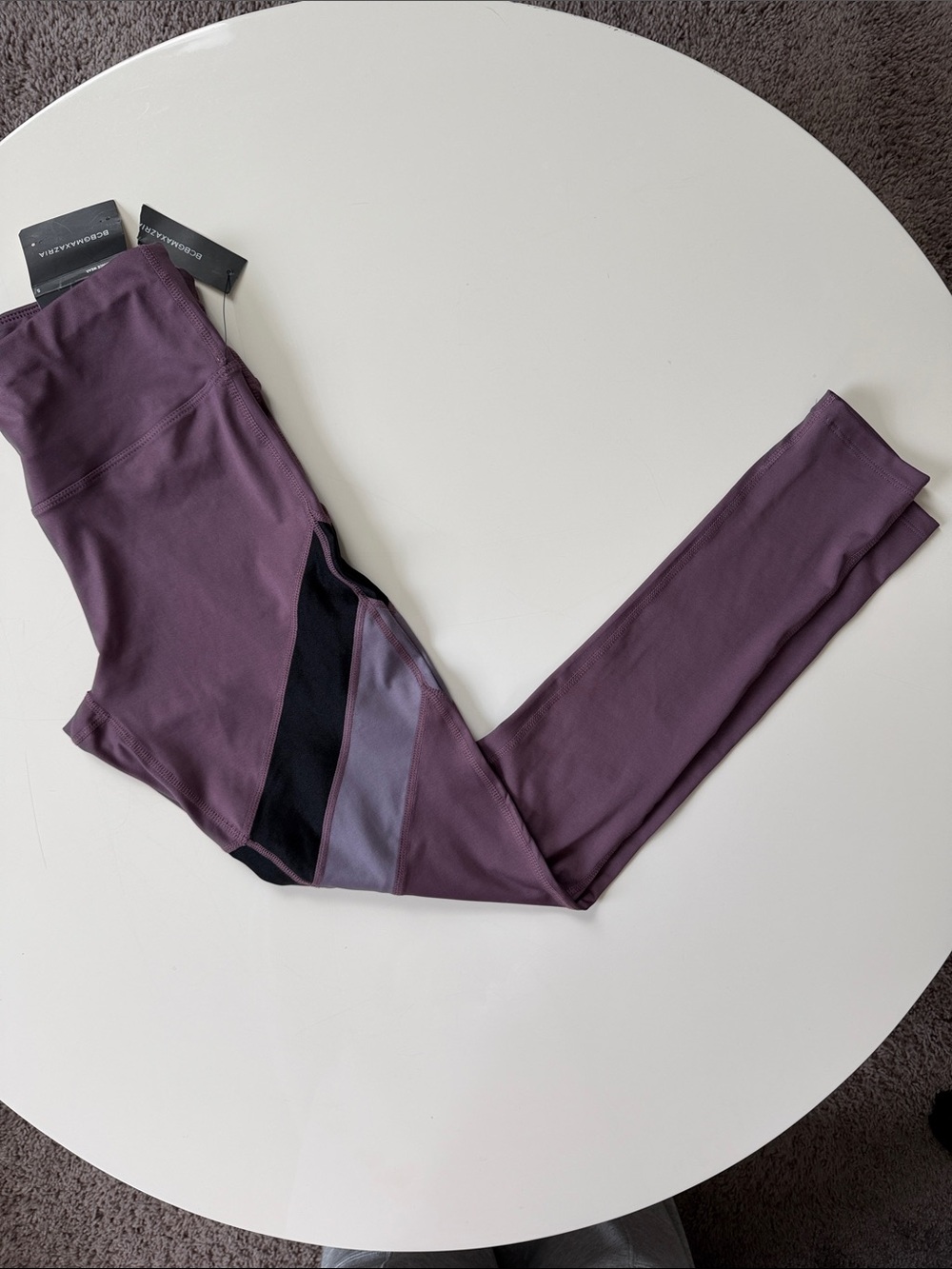 BCBGMaxAzria Girls Mauve Purple Colorblock Performance Leggings - Picture 7 of 7